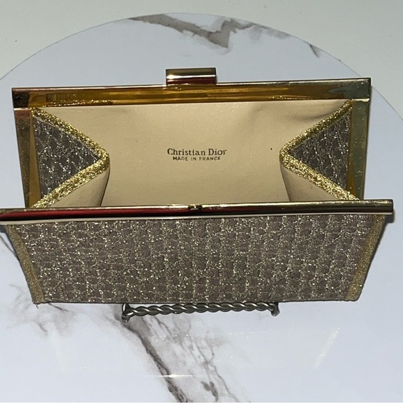 Dior Handbags - EXTREMELY RARE Vintage Christian Dior Brown & Gold Metallic Trotter Clutch